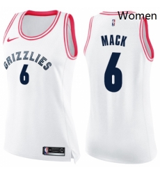 Womens Nike Memphis Grizzlies 6 Shelvin Mack Swingman White Pink Fashion NBA Jersey 