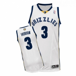 Youth Adidas Memphis Grizzlies 3 Allen Iverson Authentic White Home NBA Jersey 