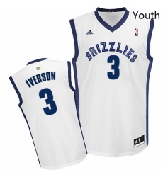 Youth Adidas Memphis Grizzlies 3 Allen Iverson Swingman White Home NBA Jersey 