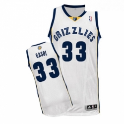 Youth Adidas Memphis Grizzlies 33 Marc Gasol Authentic White Home NBA Jersey
