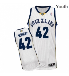 Youth Adidas Memphis Grizzlies 42 Lorenzen Wright Authentic White Home NBA Jersey