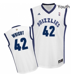 Youth Adidas Memphis Grizzlies 42 Lorenzen Wright Swingman White Home NBA Jersey