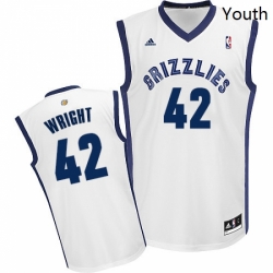 Youth Adidas Memphis Grizzlies 42 Lorenzen Wright Swingman White Home NBA Jersey