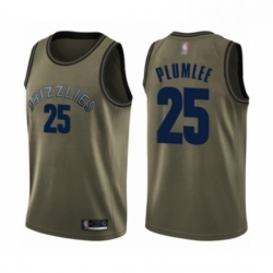 Youth Memphis Grizzlies 25 Miles Plumlee Swingman Green Salute to Service Basketball Jersey 