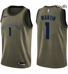 Youth Nike Memphis Grizzlies 1 Jarell Martin Swingman Green Salute to Service NBA Jersey 