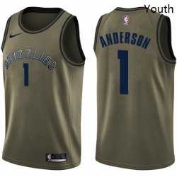 Youth Nike Memphis Grizzlies 1 Kyle Anderson Swingman Green Salute to Service NBA Jersey 