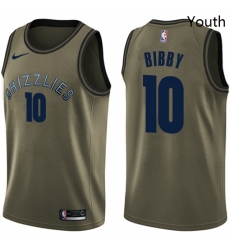 Youth Nike Memphis Grizzlies 10 Mike Bibby Swingman Green Salute to Service NBA Jersey 