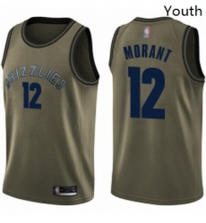 Youth Nike Memphis Grizzlies 12 Ja Morant Green NBA Swingman Salute to Service Jersey 
