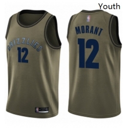 Youth Nike Memphis Grizzlies 12 Ja Morant Green NBA Swingman Salute to Service Jersey 