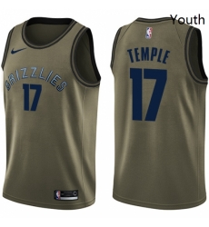 Youth Nike Memphis Grizzlies 17 Garrett Temple Swingman Green Salute to Service NBA Jersey 