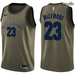 Youth Nike Memphis Grizzlies 23 Ben McLemore Swingman Green Salute to Service NBA Jersey 