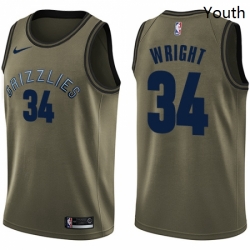 Youth Nike Memphis Grizzlies 34 Brandan Wright Swingman Green Salute to Service NBA Jersey 