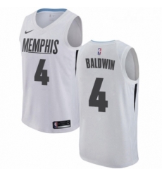 Youth Nike Memphis Grizzlies 4 Wade Baldwin Swingman White NBA Jersey City Edition 