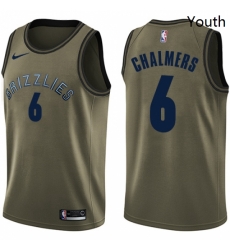 Youth Nike Memphis Grizzlies 6 Mario Chalmers Swingman Green Salute to Service NBA Jersey 