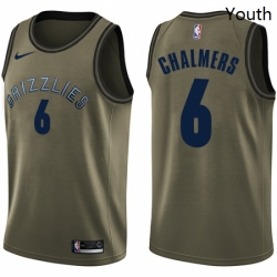 Youth Nike Memphis Grizzlies 6 Mario Chalmers Swingman Green Salute to Service NBA Jersey 