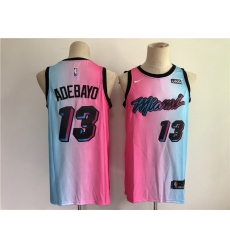 Men Men Miami Heat 13 Adebayo Blue and pink city Edition Nike 2021 NBA Jersey