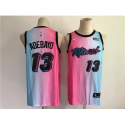 Men Men Miami Heat 13 Adebayo Blue and pink city Edition Nike 2021 NBA Jersey