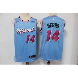 Men Miami Heat 14 Tyler Herro Light Blue Nike 2020 City Edition Swingman Jersey