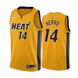 Men Miami Heat 14 Tyler Herro Yellow NBA Swingman 2020 21 Earned Edition Jersey