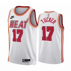 Men Miami Heat 17 P J  Tucker White Classic Edition Stitched Basketball Jersey