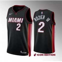 Men Miami Heat 2 Terry Rozier III Black Icon Edition Stitched Basketball Jersey