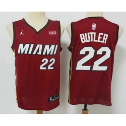 Men Miami Heat 22 Jimmy Butler Red 2020 Brand Jordan Swingman Stitched NBA Jersey With The NEW Sponsor Logo