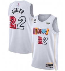 Men Miami Heat 22 Jimmy Butler White 2022 23 City Edition With NO 6 Patch Stitched Jersey