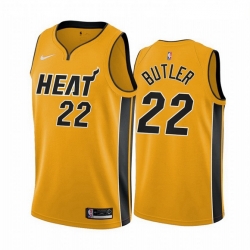 Men Miami Heat 22 Jimmy Butler Yellow NBA Swingman 2020 21 Earned Edition Jersey