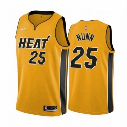 Men Miami Heat 25 Kendrick Nunn Yellow NBA Swingman 2020 21 Earned Edition Jersey