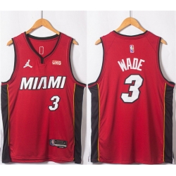 Men Miami Heat 3 Dwyane Wade Red Statement Edition 75th Anniversary Stitched Jersey