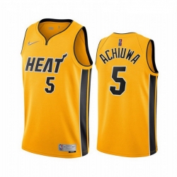 Men Miami Heat 5 Precious Achiuwa Yellow NBA Swingman 2020 21 Earned Edition Jersey