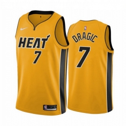 Men Miami Heat 7 Goran Dragic Yellow NBA Swingman 2020 21 Earned Edition Jersey