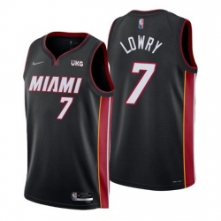 Men Miami Heat 7 Kyle Lowry Black Icon Edition 75th Anniversary Stitched Jersey