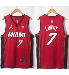 Men Miami Heat 7 Kyle Lowry Red Statement Edition 75th Anniversary Stitched Jersey