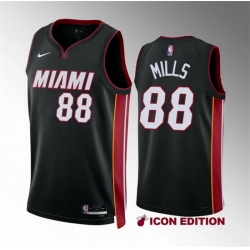Men Miami Heat 88 Patrick Mills Black Icon Edition Stitched Basketball Jersey