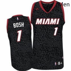 Mens Adidas Miami Heat 1 Chris Bosh Authentic Black Crazy Light NBA Jersey