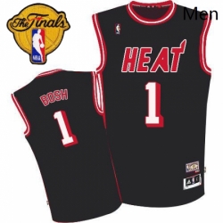 Mens Adidas Miami Heat 1 Chris Bosh Authentic Black Hardwood Classic NBA Jersey