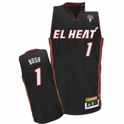 Mens Adidas Miami Heat 1 Chris Bosh Authentic Black Latin Nights NBA Jersey