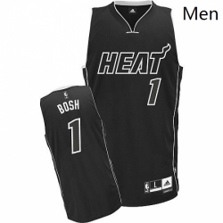 Mens Adidas Miami Heat 1 Chris Bosh Authentic Black Shadow NBA Jersey
