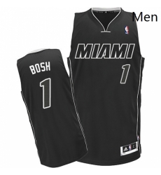 Mens Adidas Miami Heat 1 Chris Bosh Authentic BlackWhite NBA Jersey