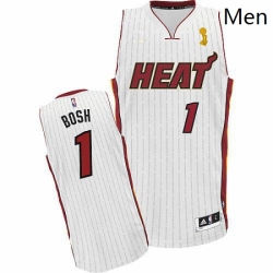Mens Adidas Miami Heat 1 Chris Bosh Authentic White Championship Ring Ceremony NBA Jersey