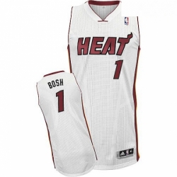 Mens Adidas Miami Heat 1 Chris Bosh Authentic White Home NBA Jersey