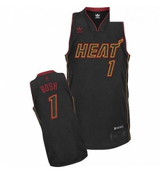 Mens Adidas Miami Heat 1 Chris Bosh Swingman Black Carbon Fiber Fashion NBA Jersey
