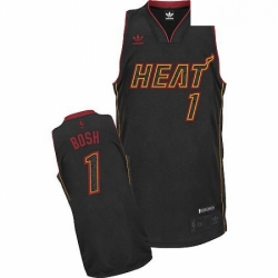 Mens Adidas Miami Heat 1 Chris Bosh Swingman Black Carbon Fiber Fashion NBA Jersey