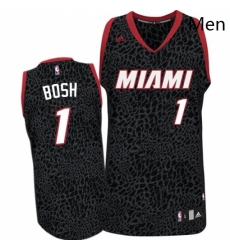 Mens Adidas Miami Heat 1 Chris Bosh Swingman Black Crazy Light NBA Jersey