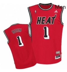 Mens Adidas Miami Heat 1 Chris Bosh Swingman Red Hardwood Classics Nights NBA Jersey