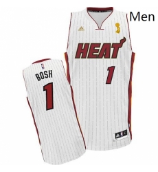Mens Adidas Miami Heat 1 Chris Bosh Swingman White Championship Ring Ceremony NBA Jersey