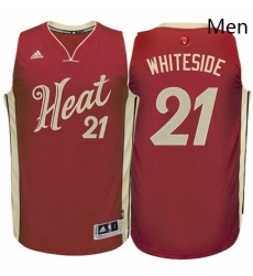 Mens Adidas Miami Heat 21 Hassan Whiteside Authentic Red 2015 16 Christmas Day NBA Jersey