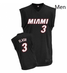 Mens Adidas Miami Heat 3 Dwyane Wade Authentic Black Flash Fashion NBA Jersey