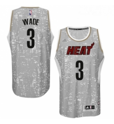 Mens Adidas Miami Heat 3 Dwyane Wade Authentic Grey City Light NBA Jersey
